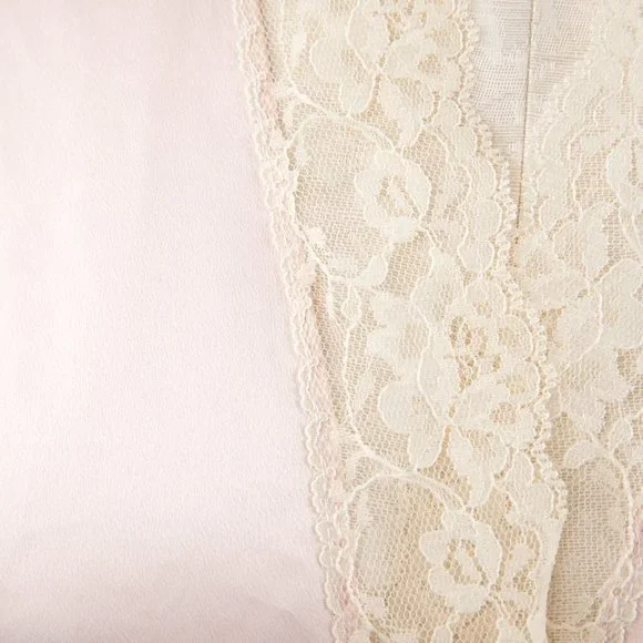 SOLD Luxury S Robe Satin Lace Kimono Pink Hollywood Glam Wedding Bridal Gift - Picture 6 of 10